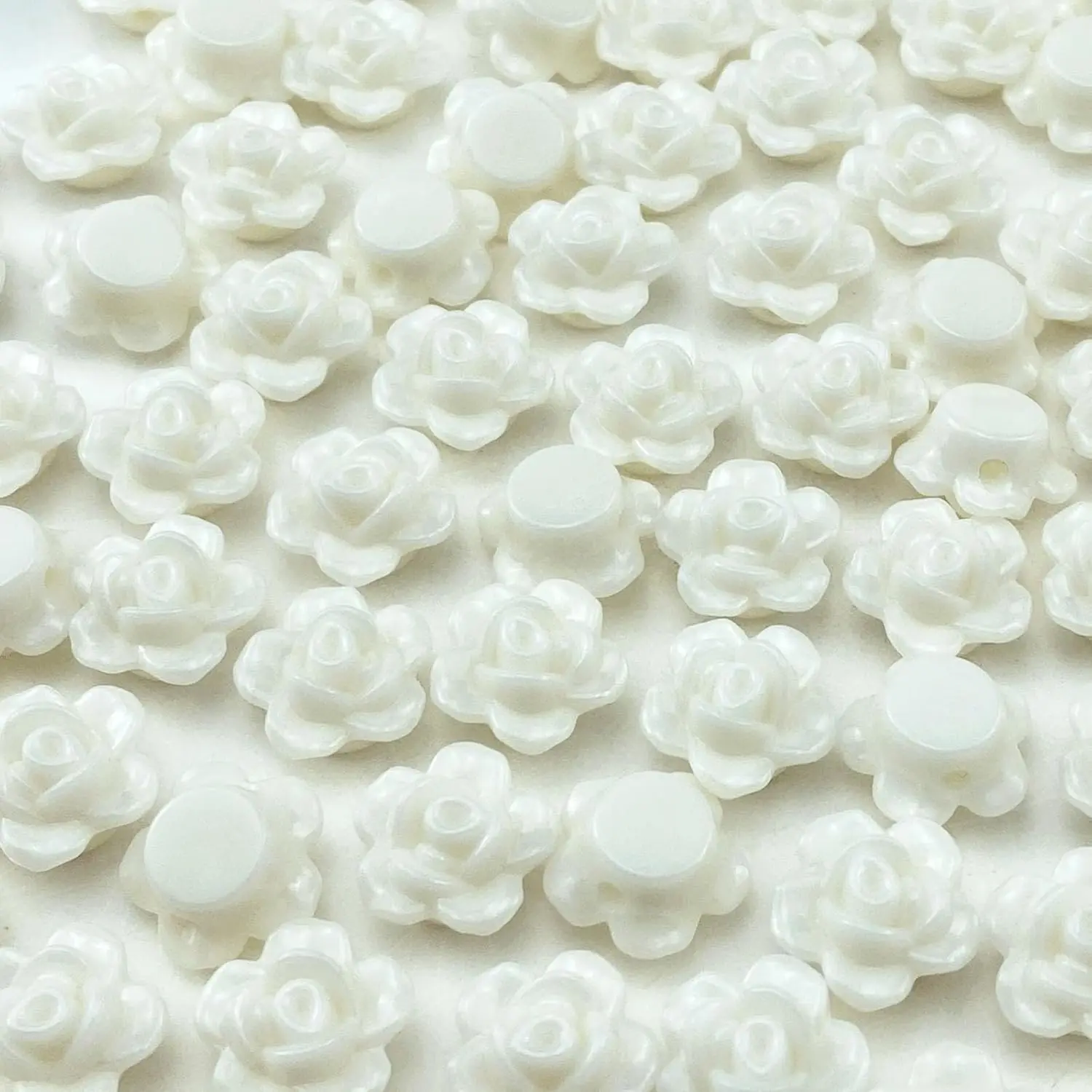 250 count Candy Color Rose Flower Beads  Flat  Loose Spacer Beads Pastel Colorful Embellishments with Hole for  Making Necklace Bracelets Earring Crafts(Cream)