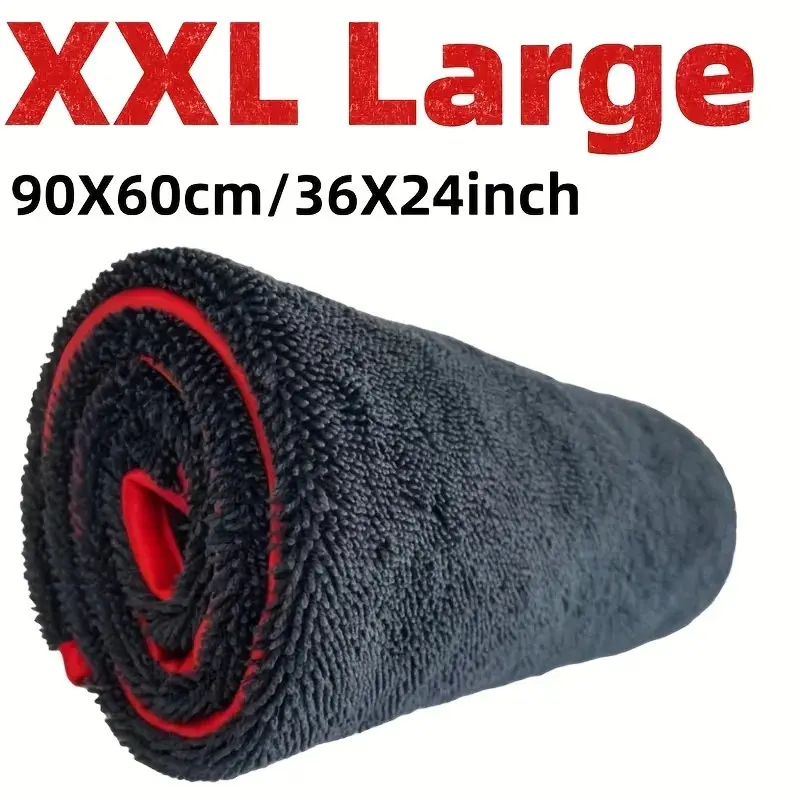 XXL Basic Rectangle Microfiber Towel for Cars - Ultra Absorbent, Thick Twist Ring, Lint-Free, Scratch-Free Drying Cleaning Cloth, Car Detailing Supplies, Durable Auto Detailing Cloth, Microfiber Towels For Cars