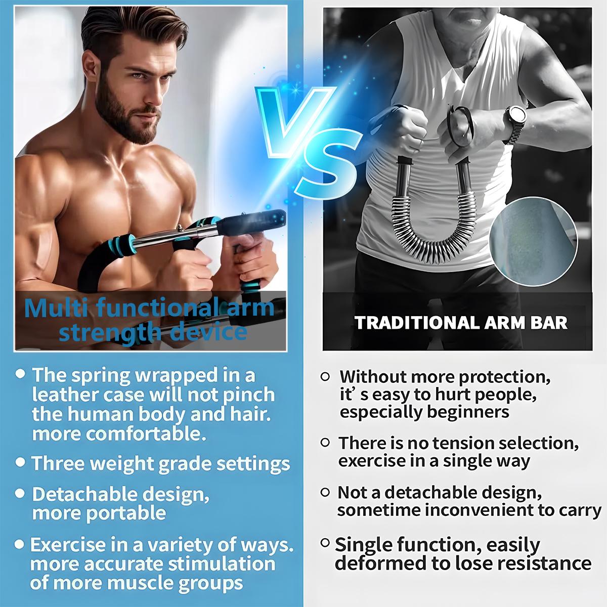 Portable Home Fitness Twister Arm Exerciser, Adjustable 60-110lbs Spring Workout Bar, Ideal for Forearm, Triceps & Chest Strength Training