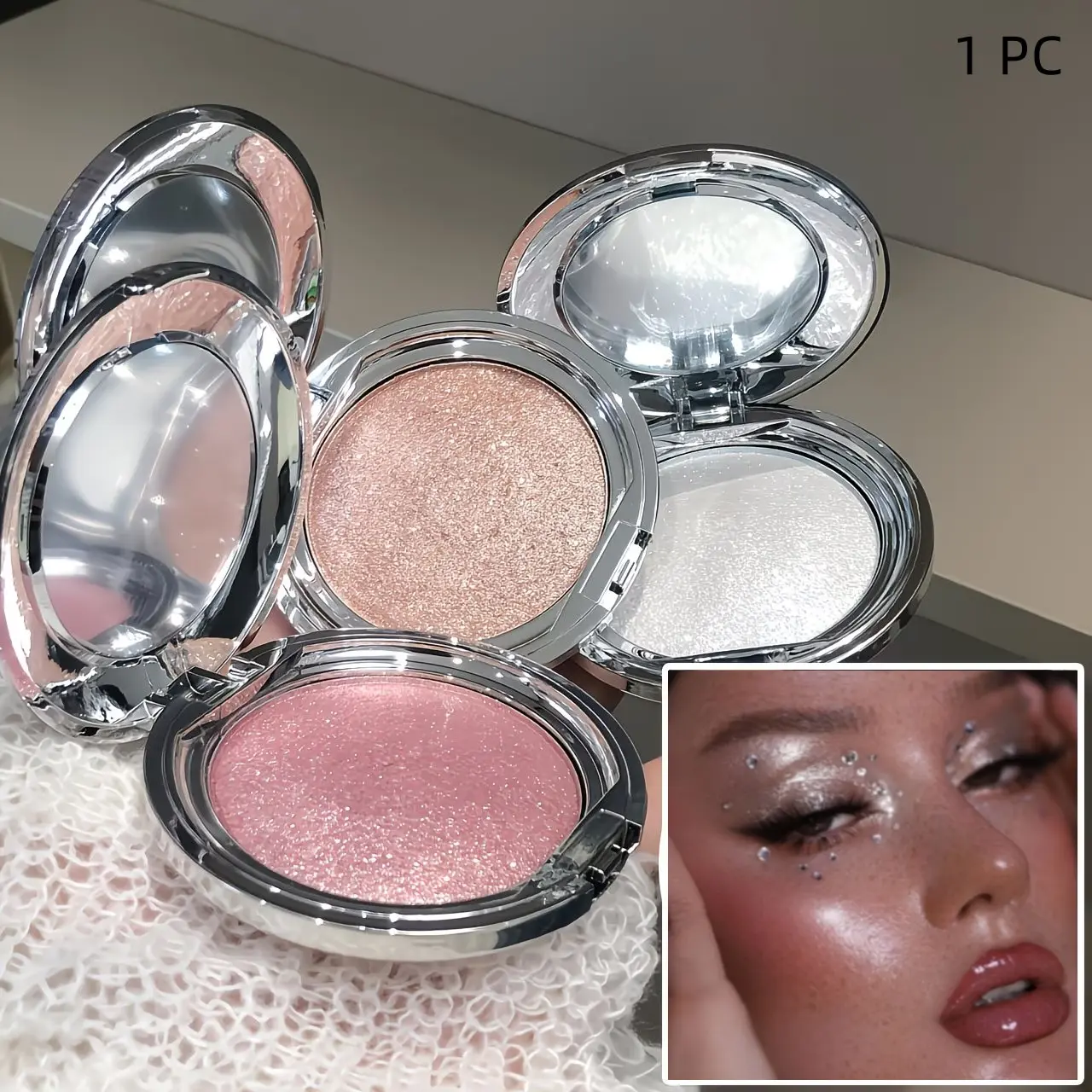 Starlight Crushed Diamond Highlight Powder, a face concealer and contour powder that lasts long and is water-resistant, brightens your facial features. Its smooth texture can also be used as eyeshadow or blush, creating a glossy, dewy diamond highlight