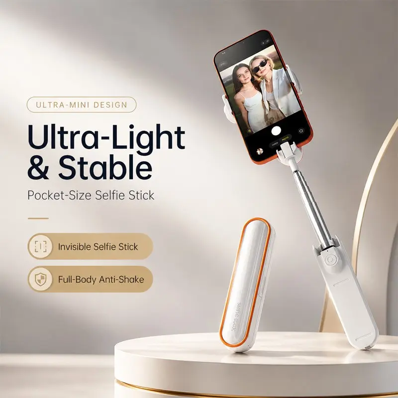 Cute Compact Pocket Bluetooth-compatible Selfie Stick, Ultra Light 135g, 67cm Extendable, Portable Mini Phone Selfie Stick for Girls Travel Selfies