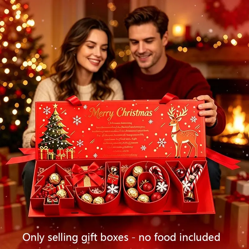 Christmas Letter Shape Gift Box, Multi Compartment Holiday Storage Box, Romantic Christmas Eve Gift Packaging, 1pc Festive Organizer