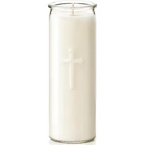 Soy Wax Prayer Candles,7 Day White Prayer Candle in Glass, 150-Hour Long  Unscented, Large Devotional Pillar Candles for Catholic Church, Memorial, , Vigil (White, 1 count)