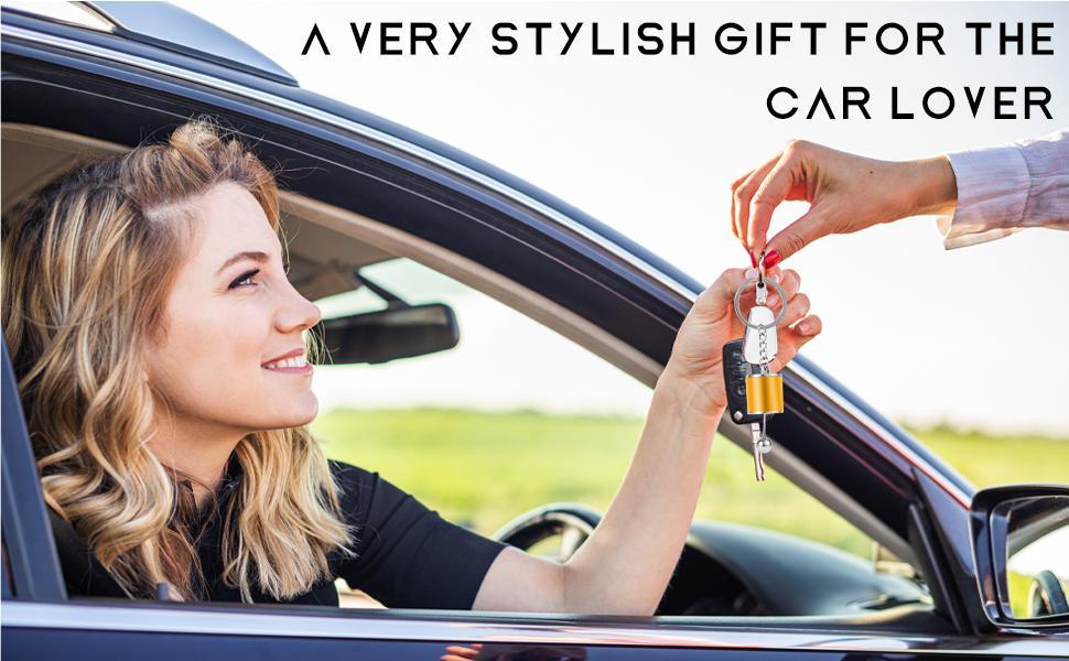 Car Shifter Gear Keychain, Creative 6 Speed Manual Transmission Shift Lever Keyring, Auto Gearbox Shifter Key Chain (Black)