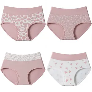 Plus Size Women's Mid Waist Seamless Triangle Panties, Tummy Control & Full Hip Coverage, Breathable Underwear with Soft Cotton Gusset for Daily Wear Print Womenswear