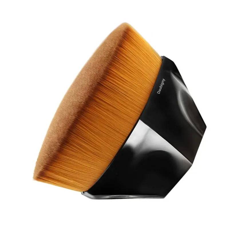 Hexagon Kabuki Foundation Brush, Flat Top for Flawless Blending of Liquid, Cream, and Powder Cosmetics, Single Makeup Brush with Protective Case, Black, Single Item, Kabuki Brush, Flat Top Shape