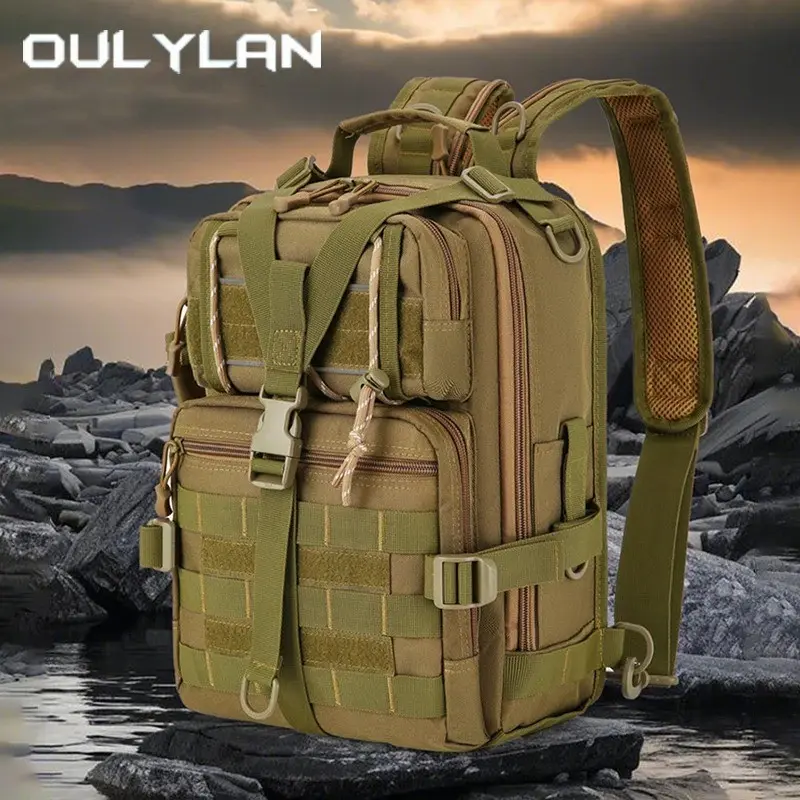 Outdoor Male Large Capacity Backpack, Tactical Nylon Waterproof Rucksack, Hiking Hunting Breathable Travel Bag for Men, Durable Outdoor Rucksack
