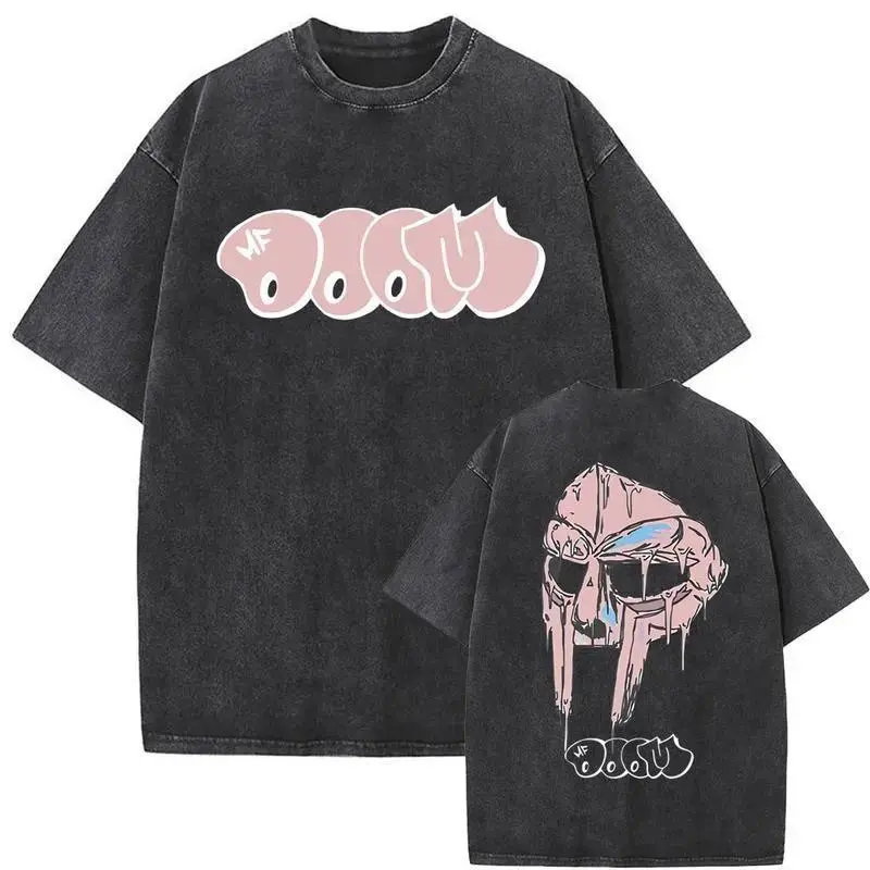 Vintage MF Doom Graphic Tee - Unisex Oversized Washed Breathable Cotton Hip Hop Short Sleeve Sports Top, Matching Outfits for Joggers, Casual Streetwear Fabric Tee | TikTok Shop Deals