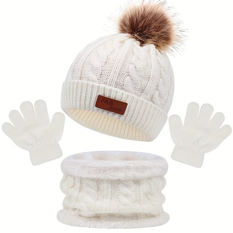 NewNewBoys' Stretchy Knit Beanie Hat with Ear Flaps & Pom-Pom - Soft Warm Winter Hat, Mixed Colors, Letter Print, Hand Washable for Fall/Winter Casual Wear, Thanksgiving & Everyday Use, Winter Hat, Playful Design, Soft Texture