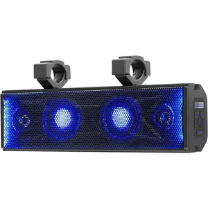 UTV Sound Bar 17 Inch 4-Speaker ATV SoundBar UTV Sound System SXS Speakers   Connectivity with Multicolor LED Lighting for UTV ATV Golf Cart Marine Boat