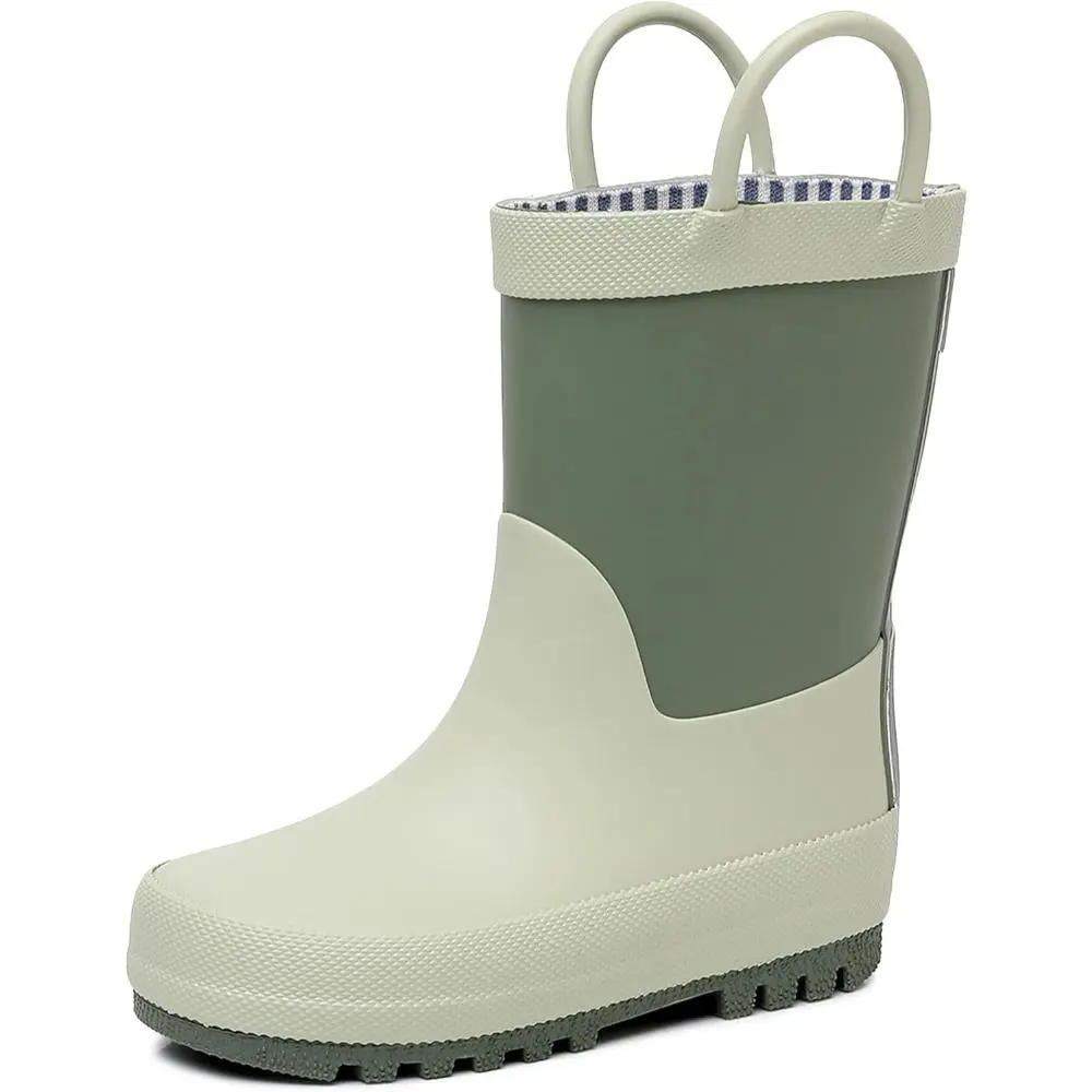 Toddler Rain Boots - Easy On/Off Handles, Waterproof Sole, Premium Natural Rubber, Lightweight, Flexible, Traction-Enhanced for Kids’ Puddle Play, Fun Colors