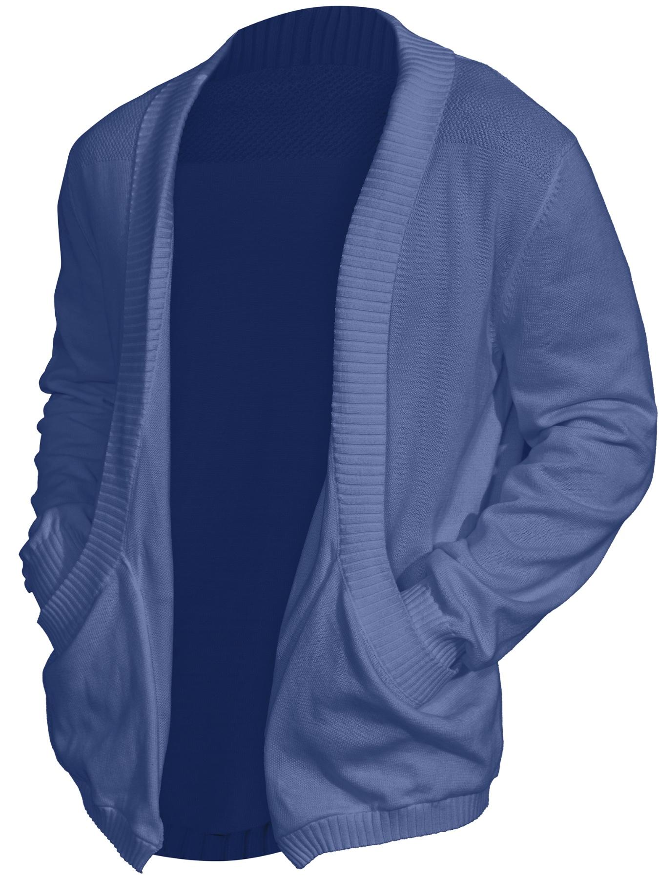 Men's Solid Pocket Shawl Collar Cardigan, Loose Casual Long Sleeve Open Front Knitwear for Spring & Fall, Fashion Men's Knit Clothing for Daily Wear