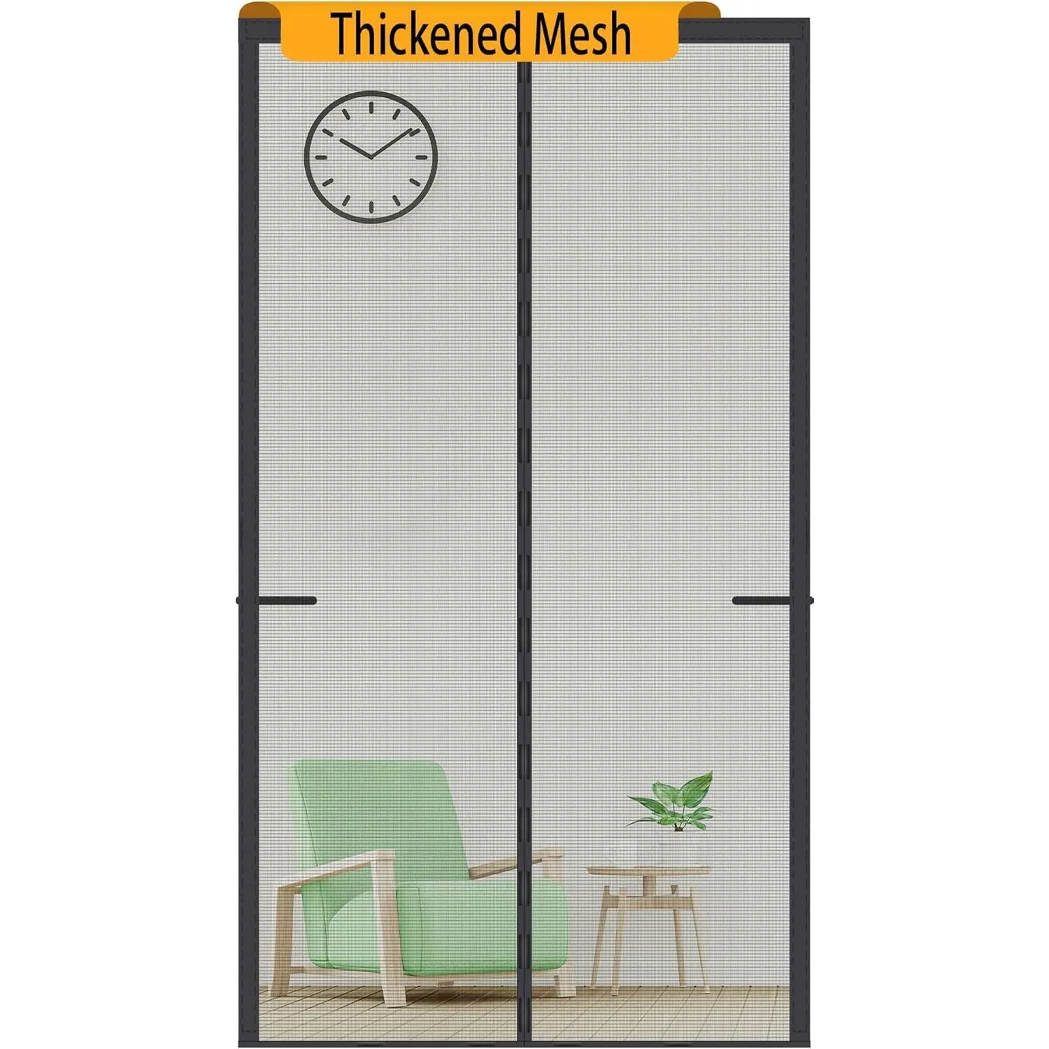 Upgraded Magnetic Screen Door Thicker 250g/㎡ Reinforced Mesh,36 Longer Magnets,Door Screen Magnetic Closure for Single Door,Retractable Mosquito Net for Door,Fit Doors to 38x82 Inch,Black