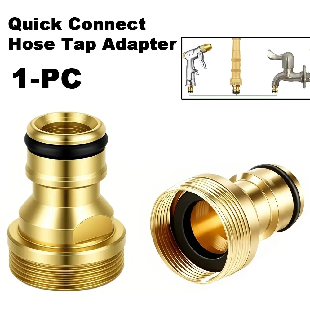 1/2PCS All Brass Tap Quick Connect Adapter, Universal Countertop Sink Faucet Hose Connector with Rubber Sealing Ring, Leakproof Garden Water Pipe Fitting for Car Washing & Garden Irrigation, Quick Connect Garden Hose Fittings