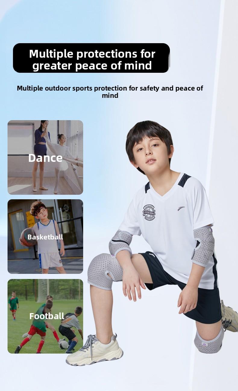Children's knee and elbow pads, gloves, girls' set, basketball, cycling, dance, roller skating, anti-fall knee pads, breathable, boys' set