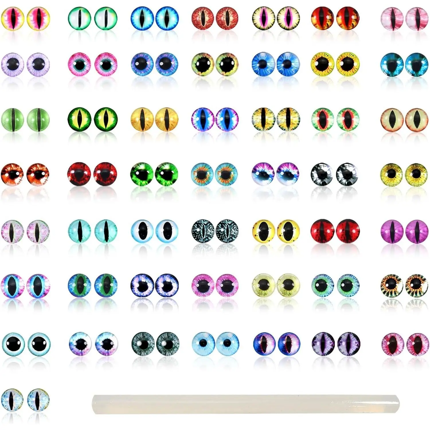100pcs Assorted Colors Glass Dragon Eyes 8mm Crafts Cabochons for Clay Doll Making Sculptures Props and DIY Jewelry Making Findings