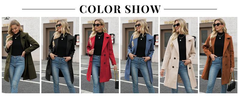 Winter Essential: Women&lsquo;s Wool Blend Camel Coat, Mid-Length Double-Breasted Jacket with Notch Lapel #BlackFridayDeals Outerwear Elegant