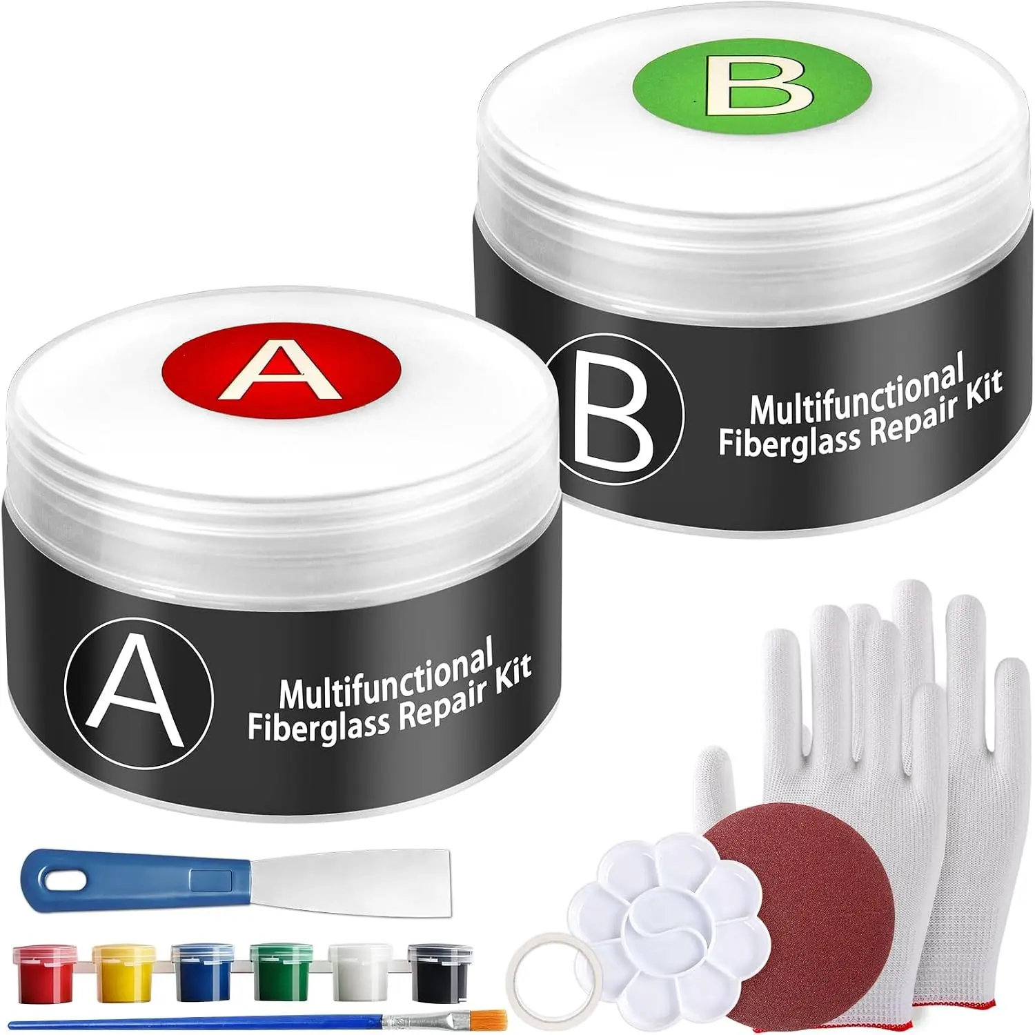 Fiberglass Boat Repair Kit, Gel Coat Repair Kit, Marine Fiberglass Repair Kit for Boats, Epoxy Filler Fix Holes Chips Scratches Deep Cracks Color Match