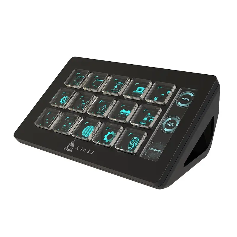 AJAZZ AKP153E PLUS Multi functional Console 15-keys convenient buttons for customized side screen real-time display Integrated live streaming console desktop live streaming assistant anchor assistant suitable for live content creation