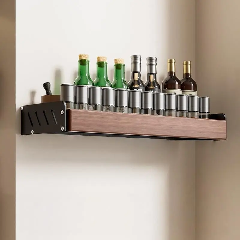 No-Drill Wooden Wall-Mounted Multi-Purpose Storage Rack, Space-Saving Organizer, Durable Solid Wood Design, Ideal for Home & Office Use