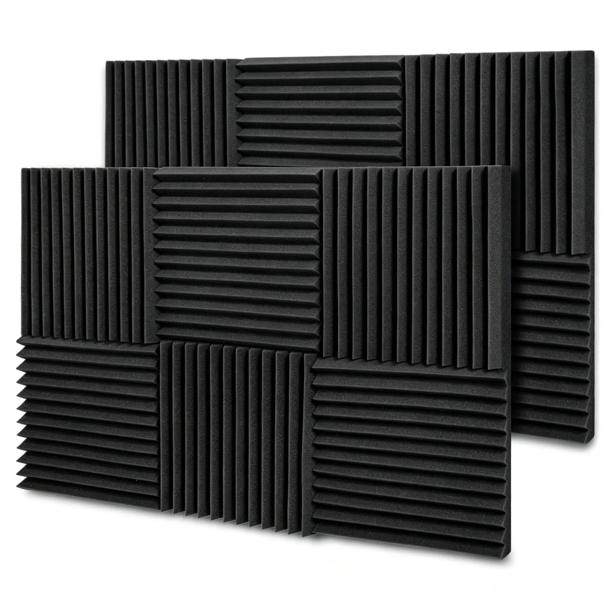 8Pcs Upgraded High Density Wedge Acoustic Foam Panels, 30×30×2.5cm Triangular Groove Soundproof Foam, Sound Absorbing Reduce Echo, Acoustic Treatment for Recording Studio, Live Stream, Podcast Booth, Home Theater, Drum Room, Piano Room, Office