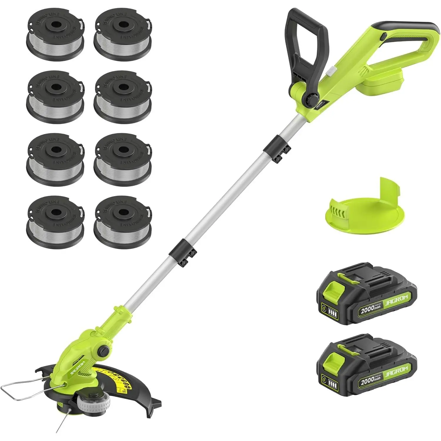 Electric String Trimmer Cordless with 2x2.0Ah Battery, 20V Weed Wacker Weed Eater with Charger, 12-inch Lawn Mover & Edger Lawn Tool, Powered Grass Trimmer Spool Line for Yard, Garden, Foldable Shaft