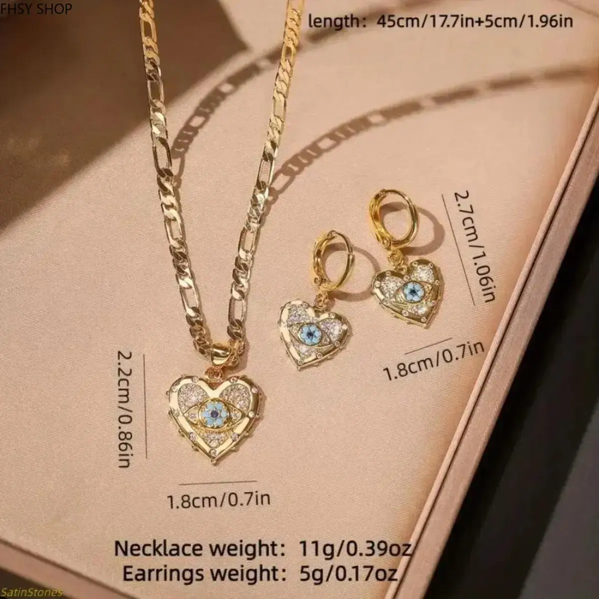 2-piece 14K gold-plated open twisted eternal blue eye pendant necklace set has a luxurious vintage style and is perfect for women to wear, making it an ideal choice for parties.