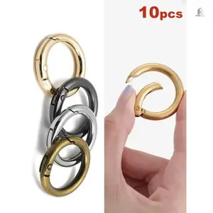10 Pcs Metal Round Spring O Ring Snap Clips, Durable Trigger Keychain Rings with Spring Loaded, Heavy Duty Hooks for Keys Crafts Handbags, Lanyard Dog Collar Purse Backpack Bag Charms Accessories