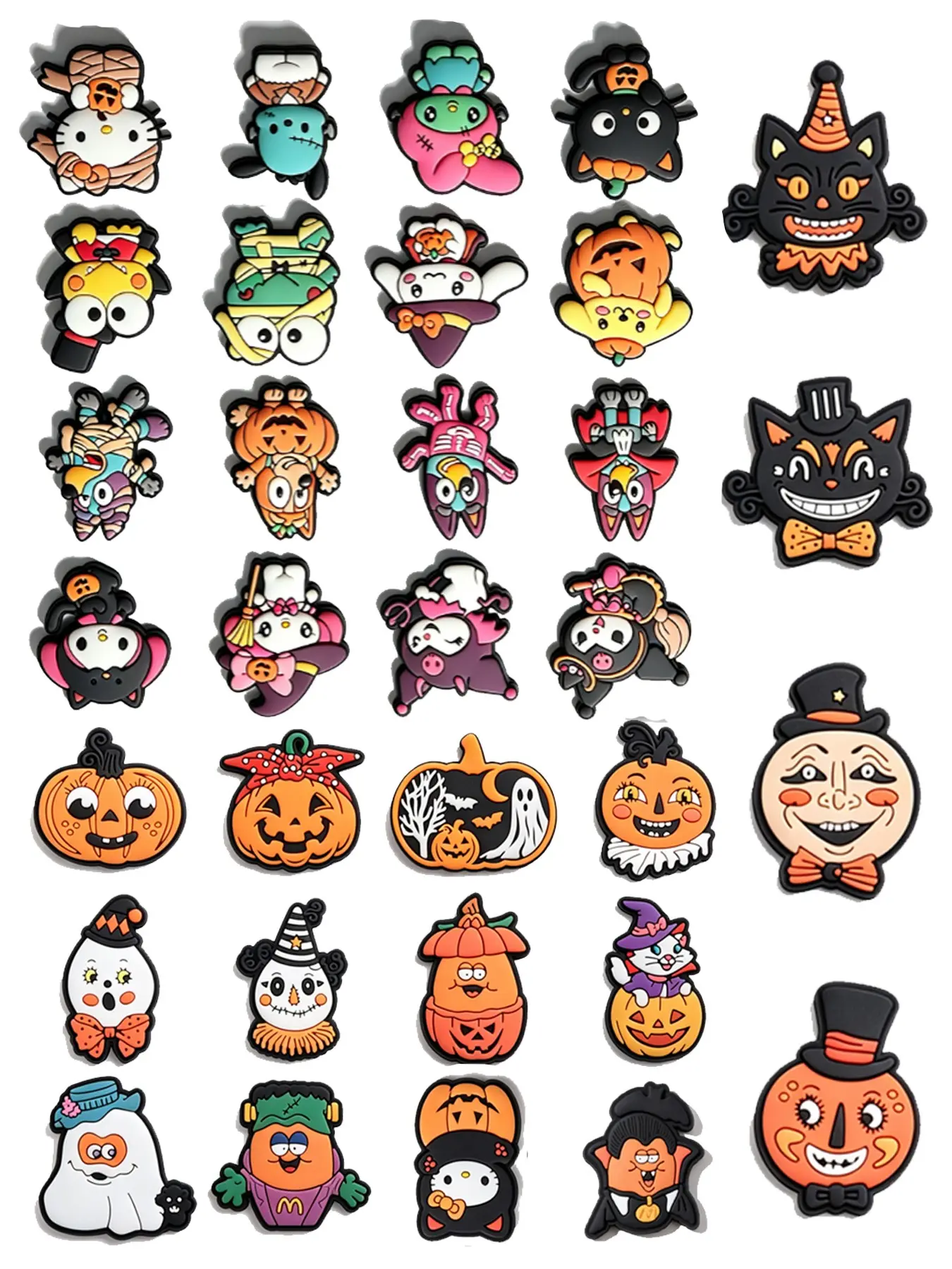 Halloween Pumpkin Cartoon DIY Shoe Buckles, 16/32 Pcs Set, Decorative Sandals, Family Party Gifts, All Seasons