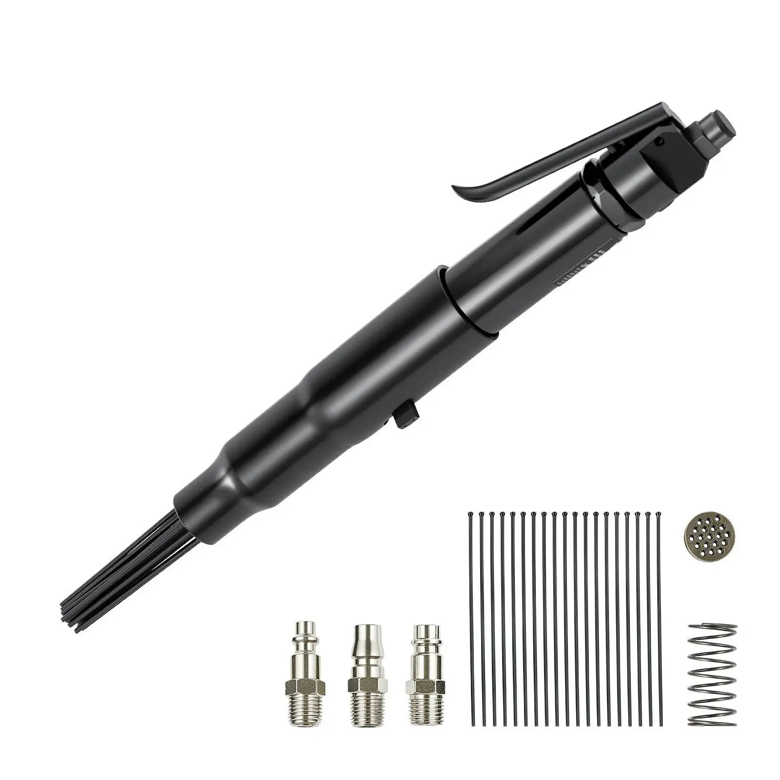 【DealsForYouDays】VEVOR Pneumatic Air Needle Scaler, 3400BPM Rust Remover for Metal Surfaces - 3-Speed Adjustment, 19 Steel Needles, 3 Air Nozzle Connectors, Lightweight Body, Ergo Grip, Compact Design
