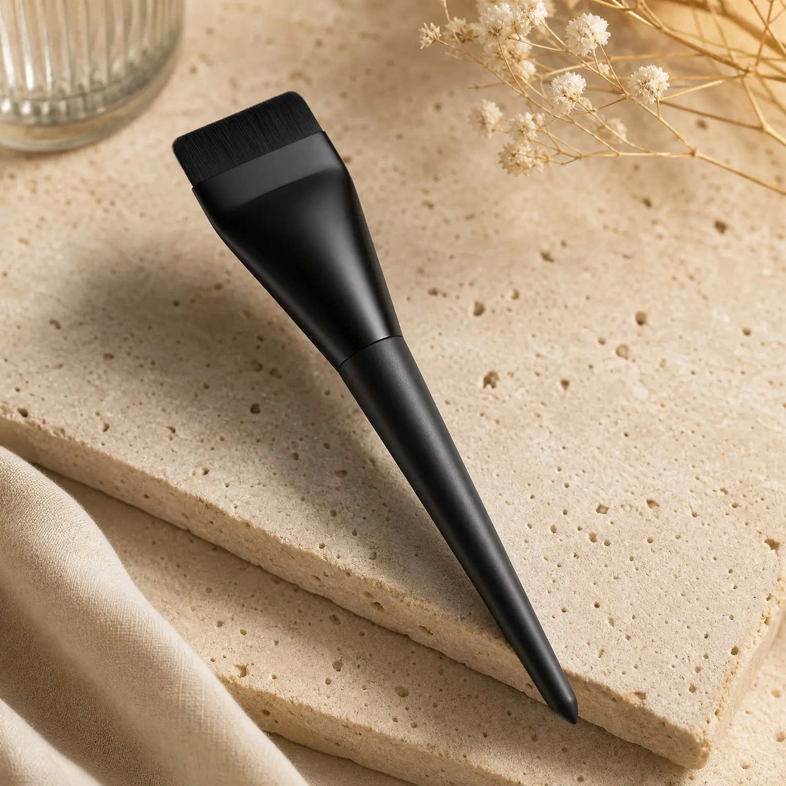 Korean Makeup Spatula Foundation Brush - Premium Synthetic Bristles for Liquid & Cream Foundation, Smooth Blending, Streak-Free Finish, Flat Spatula Design, BlackGift