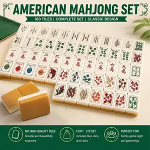 Indoor Recreation Acrylic Mahjong Set - Artistic Flying Crane Motif, 32mm Turmeric Yellow Tiles, 160-Piece Hand Play Set for Daily Relaxation, Gifting