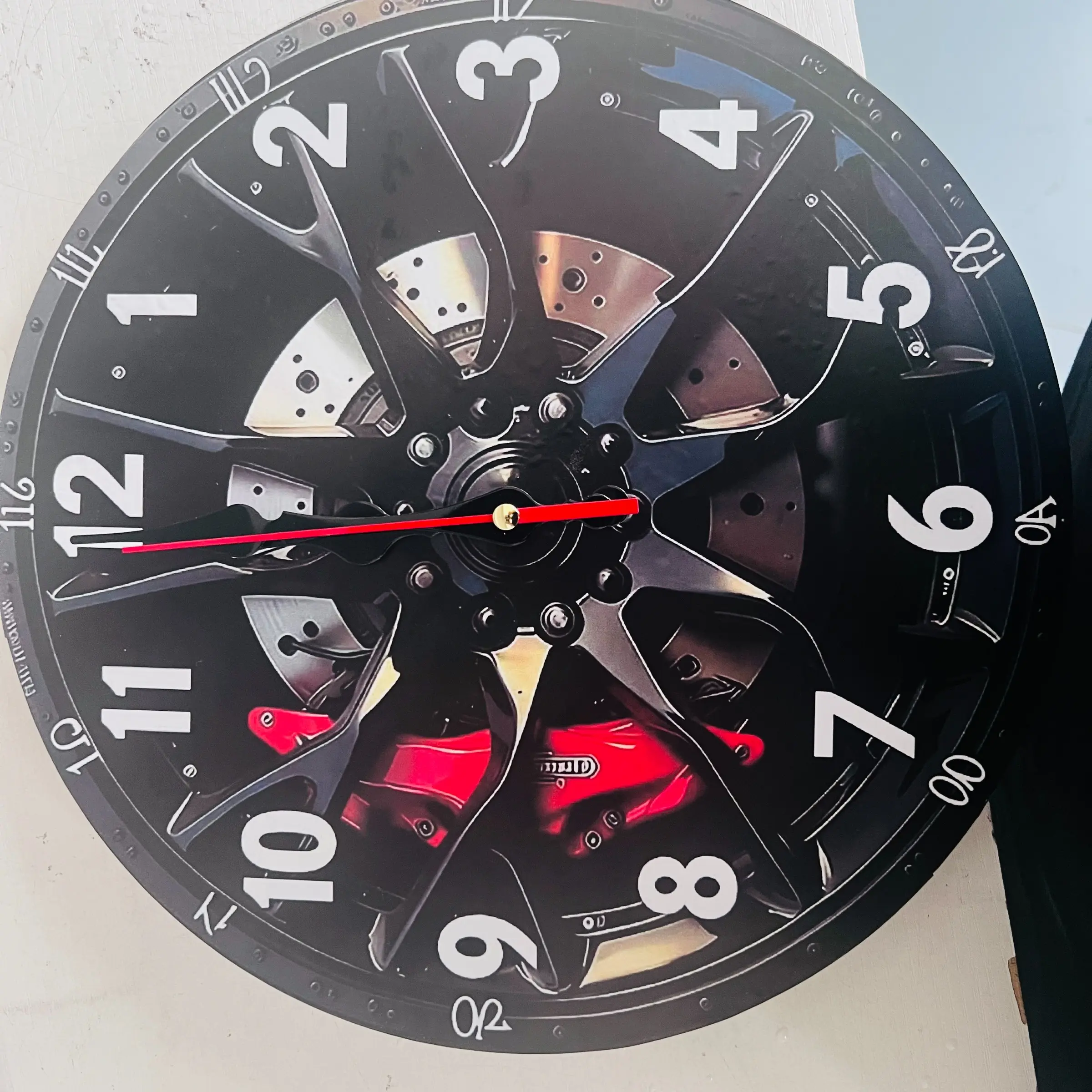 1pc Automotive Wheel Hub Mechanical Style | Silent Round Swiss Quartz Wall Clock Wall Clocks For Living Room Decorative, Analog Clock, Suitable for Bedroom, Living Room, Office, Kitchen Decoration - 10/12 Inch (without AA battery) Christmas Decorations