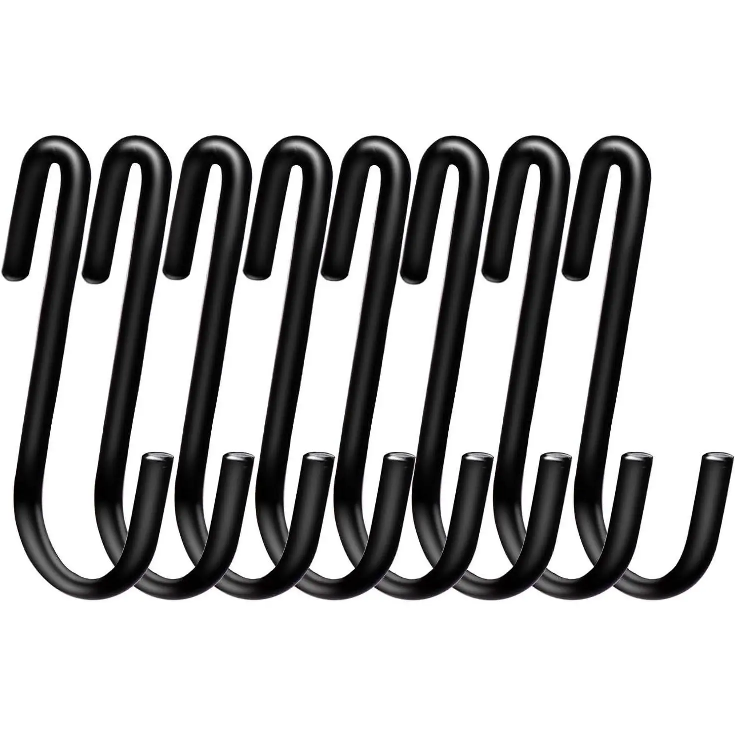 30 Pack 2.4 inches S Hooks for Hanging on Wire Shelves, Black S Shaped Hanging Hooks Hangers Pan Holder Pot Wire Rack Hooks for Kitchenware Spoons Pans Pots Utensils Jeans Bags Towels Plants