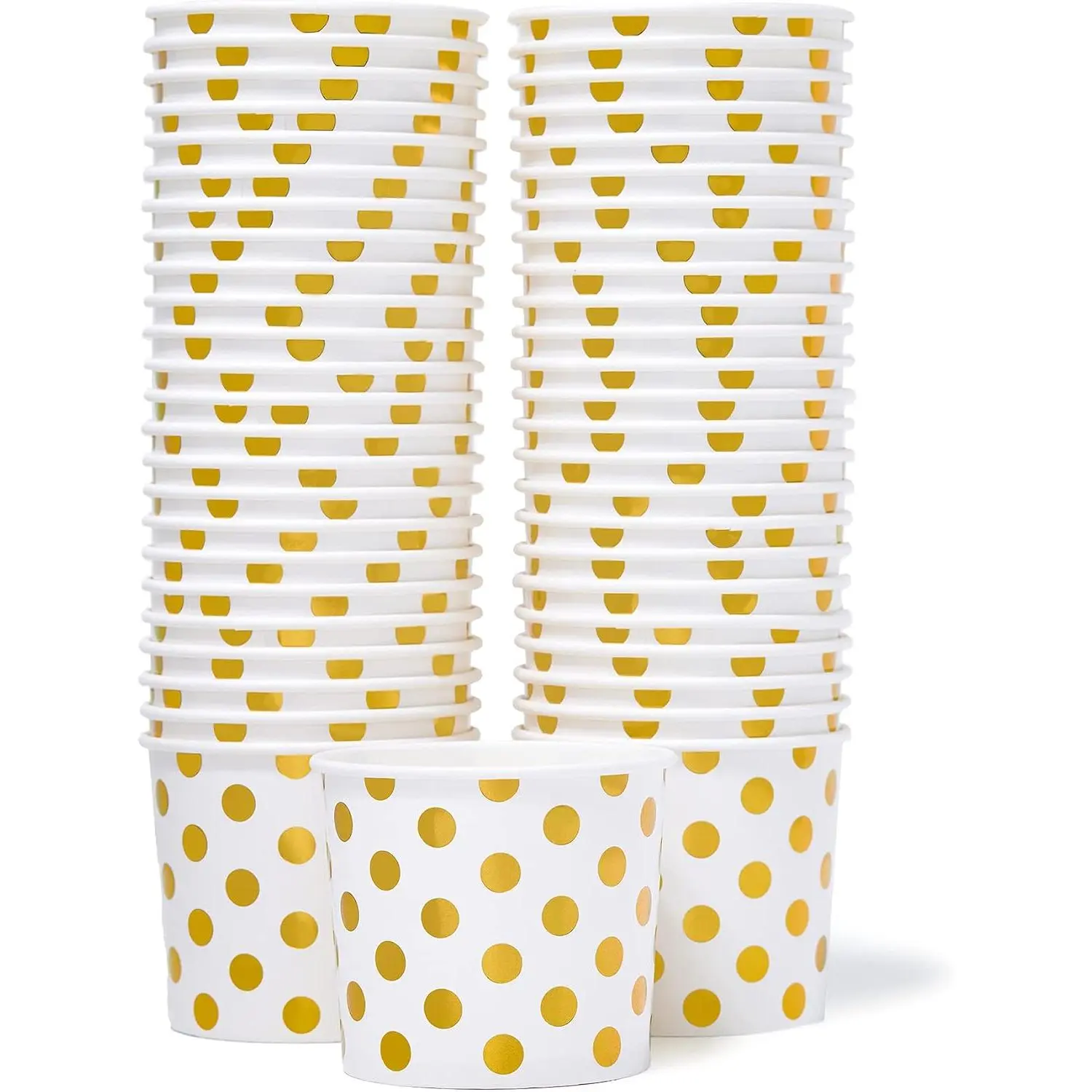 Paper Ice Cream Cups - 50-Count 11-Oz Disposable Dessert Bowls for Hot or Cold , 11-Ounce Party Supplies  Cups for Sundae, Frozen Yogurt, Soup,  Foil Polka Dots