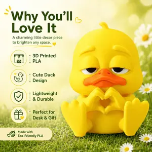 3D-Printed Heart-Shaped Duckling - Animal Set, Miniature Animals, Cute Stress-Relief Figurines, Gifts for Valentine's Day/Halloween/Christmas/Mother's Day/Thanksgiving, Office and Home Decor, 3D-Printed Material, Car Ornaments