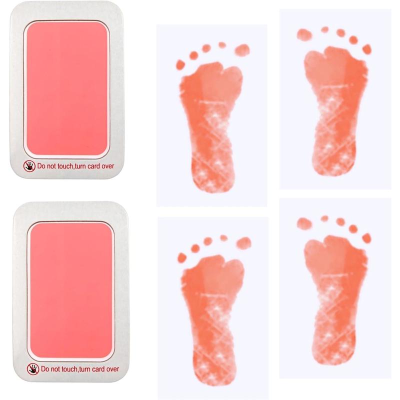 Footprint and Handprint Kit, 2 Black Inkless Print Pads + 4 Imprint Cards,  Paw Print Kit Clean Touch Ink Pad  Keepsake  for  and Pets Printing Touch Imprints