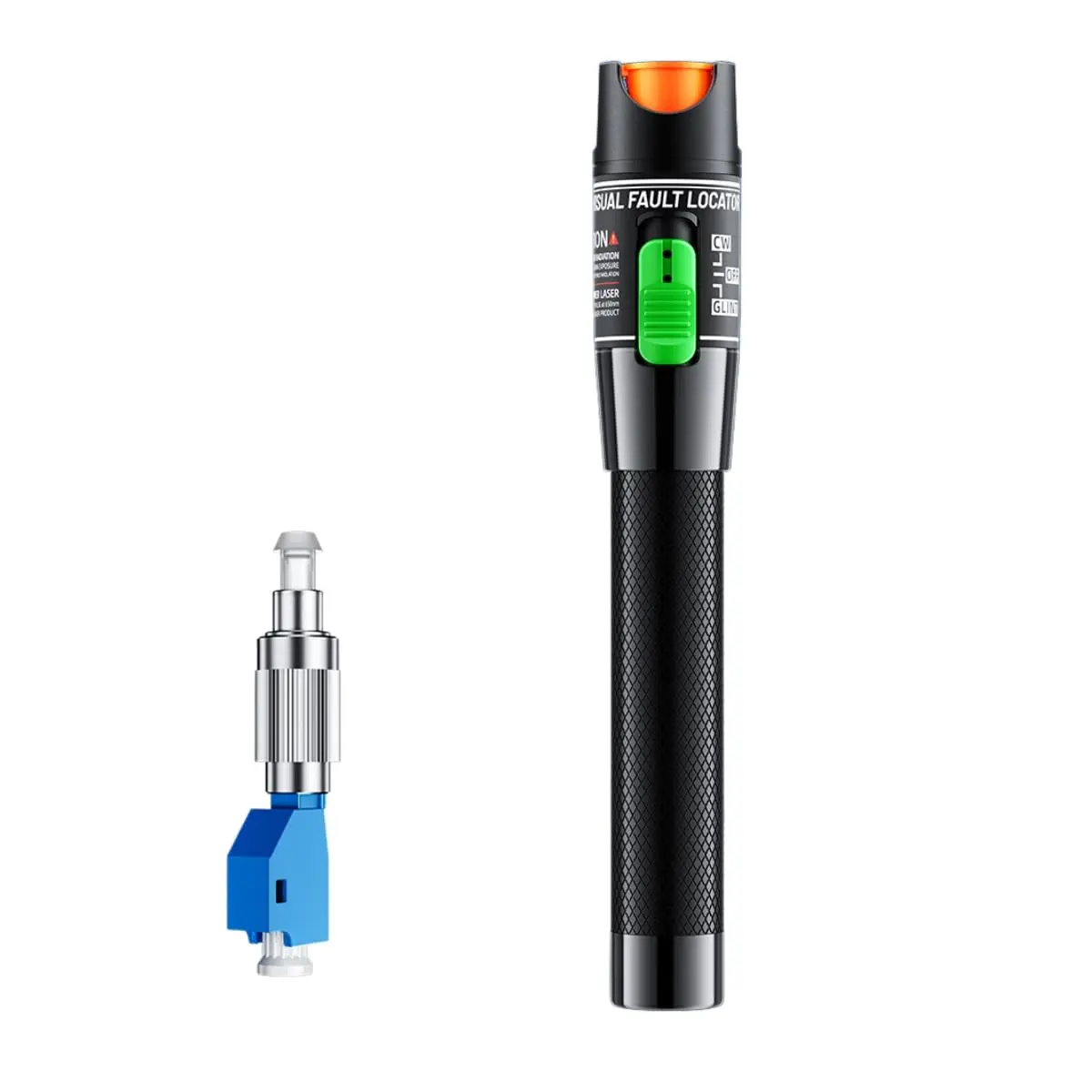 Pen-Style Fiber Optic Detector, 30km Visual Fault Locator, Electrical Measuring Tool with FC-LC Adapter, 2.5mm Connector (Black)