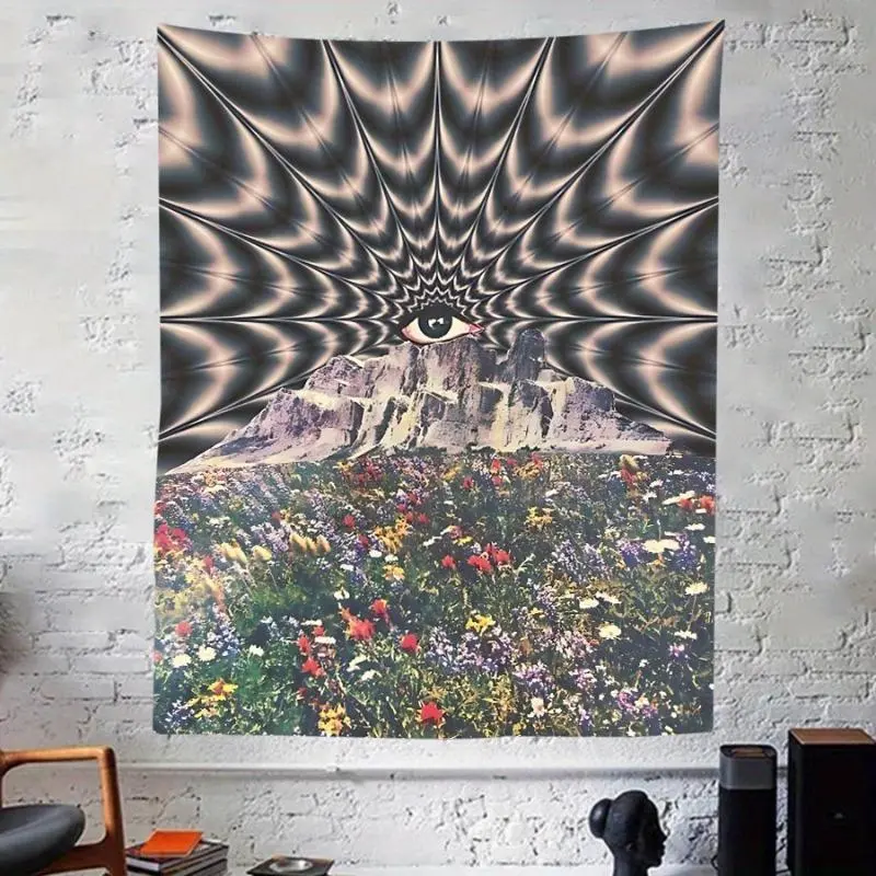 Psychedelic Eye Tapestry Abstract Art Design, Living Room Wall Art, Niche Artistic Decor, Polyester