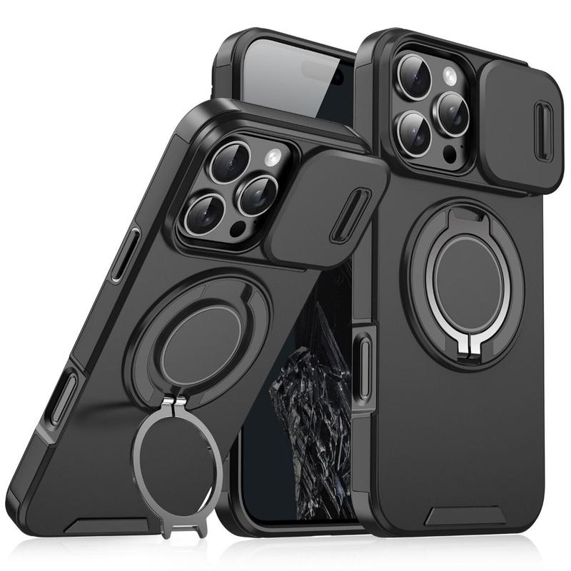 OREKROY Case For iPhone 17 16 15 Pro Max 17Air Plus 14 13 12 with Slide Camera Lens Protection Cover,360 Rotating Ring Kickstand MagSafe Magnetic Holder Military Grade Shockproof Protective Phone Cover