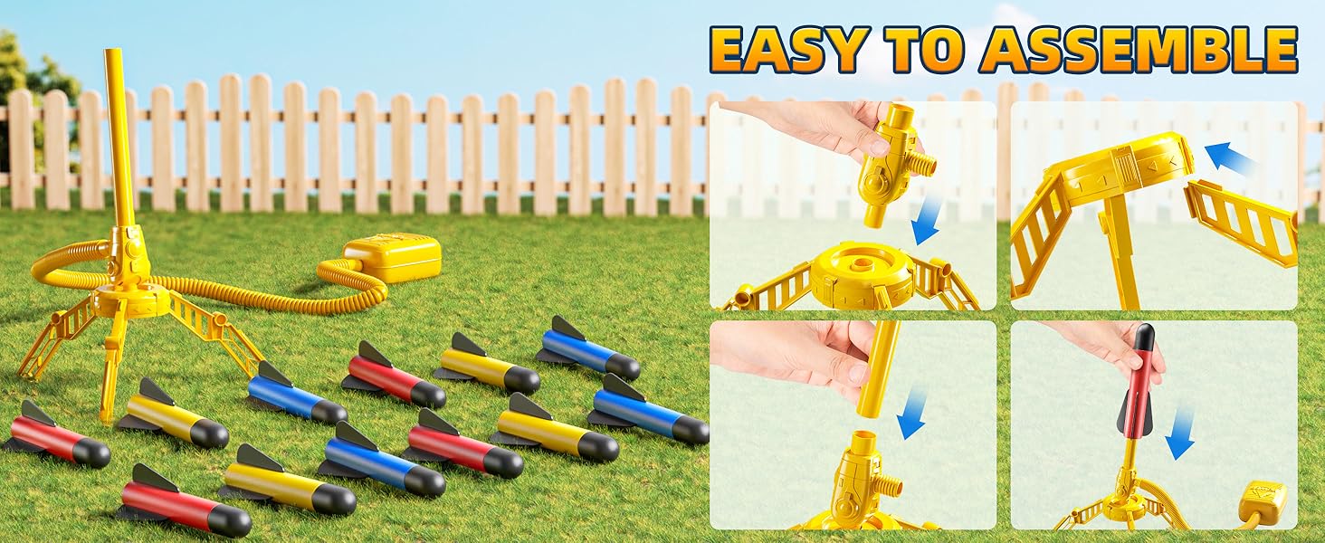 Rocket Launcher for Kids, 12 Foam Rockets, Launch up to 100+ft, Foam Jump Rocket Launcher Toy,Outdoor Outside Backyard Toys for Boys and Girls, Birthday Gift Toys for Kids Boys Girls Age 3 4 5 6 7 8 Years Old