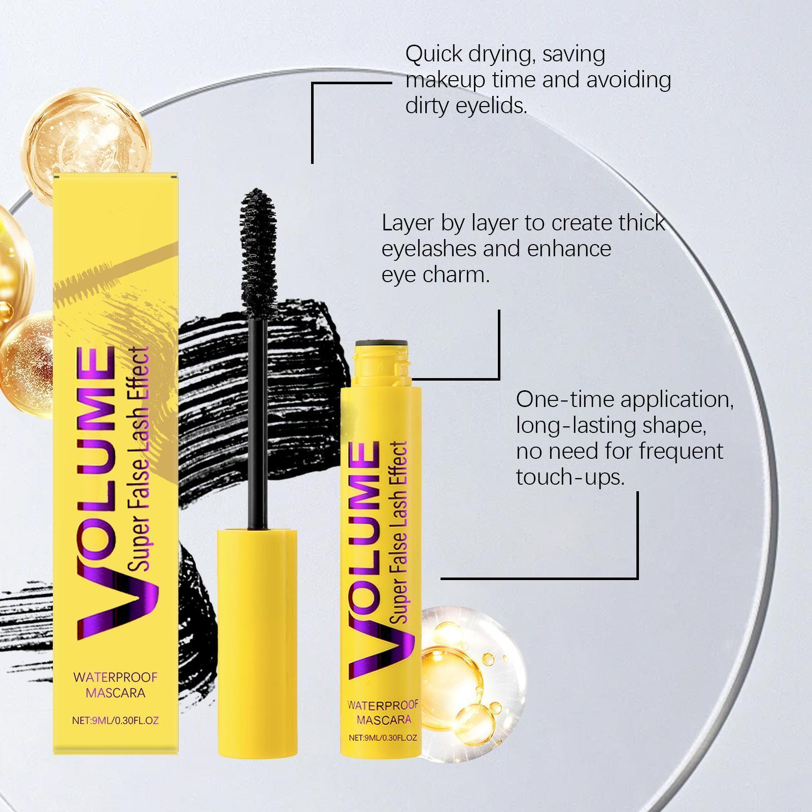 Cosmetiques VolumeCare+ Mascara – Long-Lasting Curl & Super Volume – Waterproof & Nourishing with Beeswax – Gentle for Sensitive Eyes, Easy to Remove