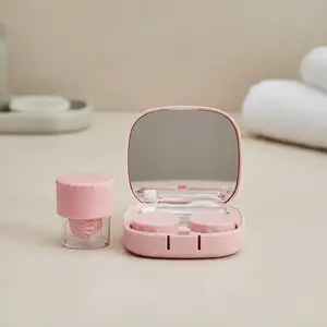 Contact Lens Case Kit with Cleaner, Mirror, Applicator & Removal Tool for Travel