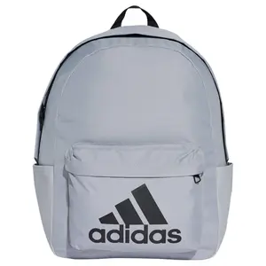 Adidas Classic Badge Zippered Polyester Backpack for Men and Women, Gray and Black