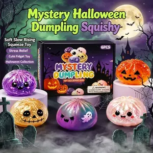 Halloween Ghost Dumpling Glitter Squeeze Toy Set, Spooky Stress Relief Squishy Fidget Toys, Portable Hand Decompression Toy, Halloween Party Favors Trick Treat Bag Fillers Holiday Gifts，Jewelry Set