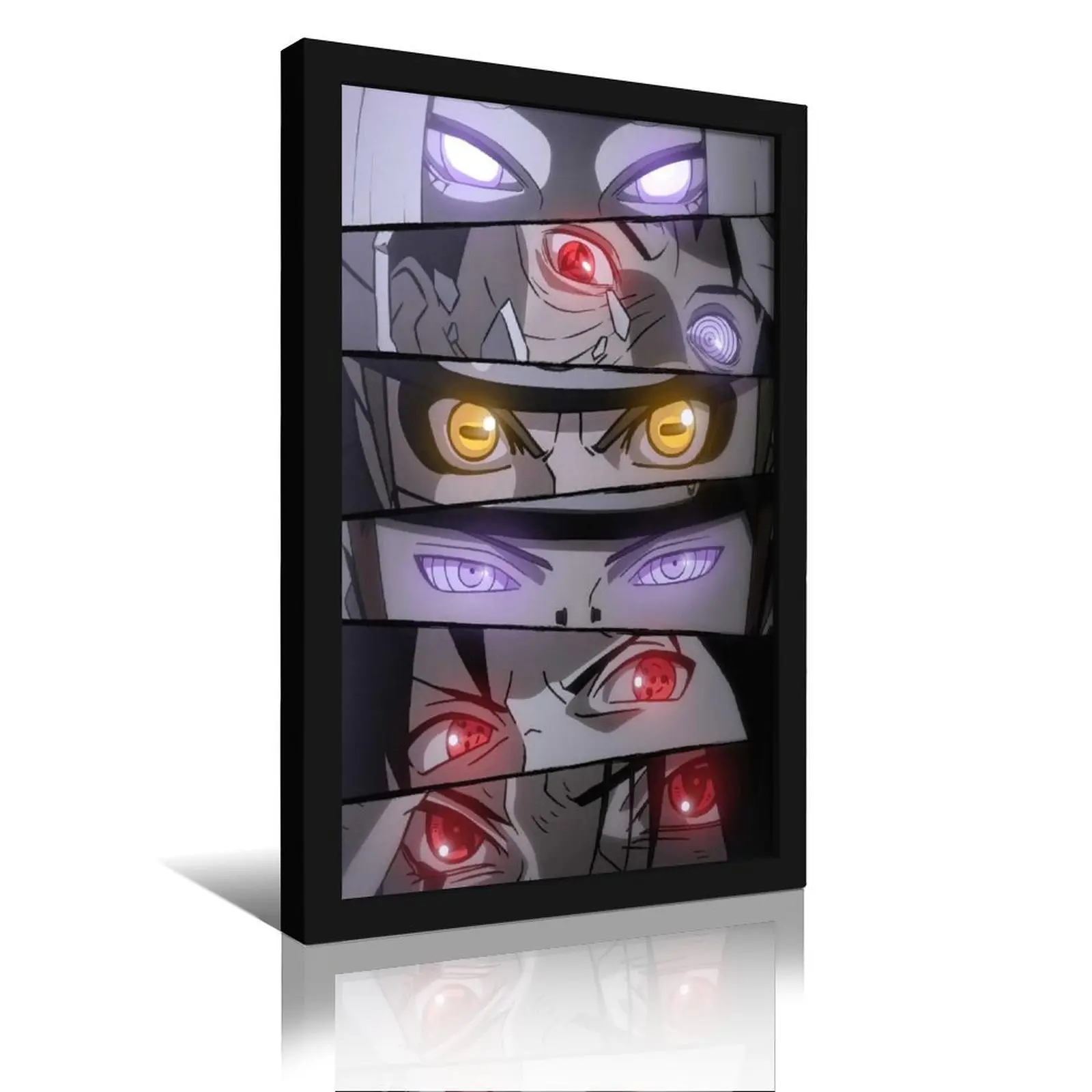 Displate Offiziell Naruto MetallPoster Magnetische Befestigung Lizenziert Bilder Hochwertiges Poster Naruto Shippuden - Eyes Monochrome Poster 45 cm x 32 cm