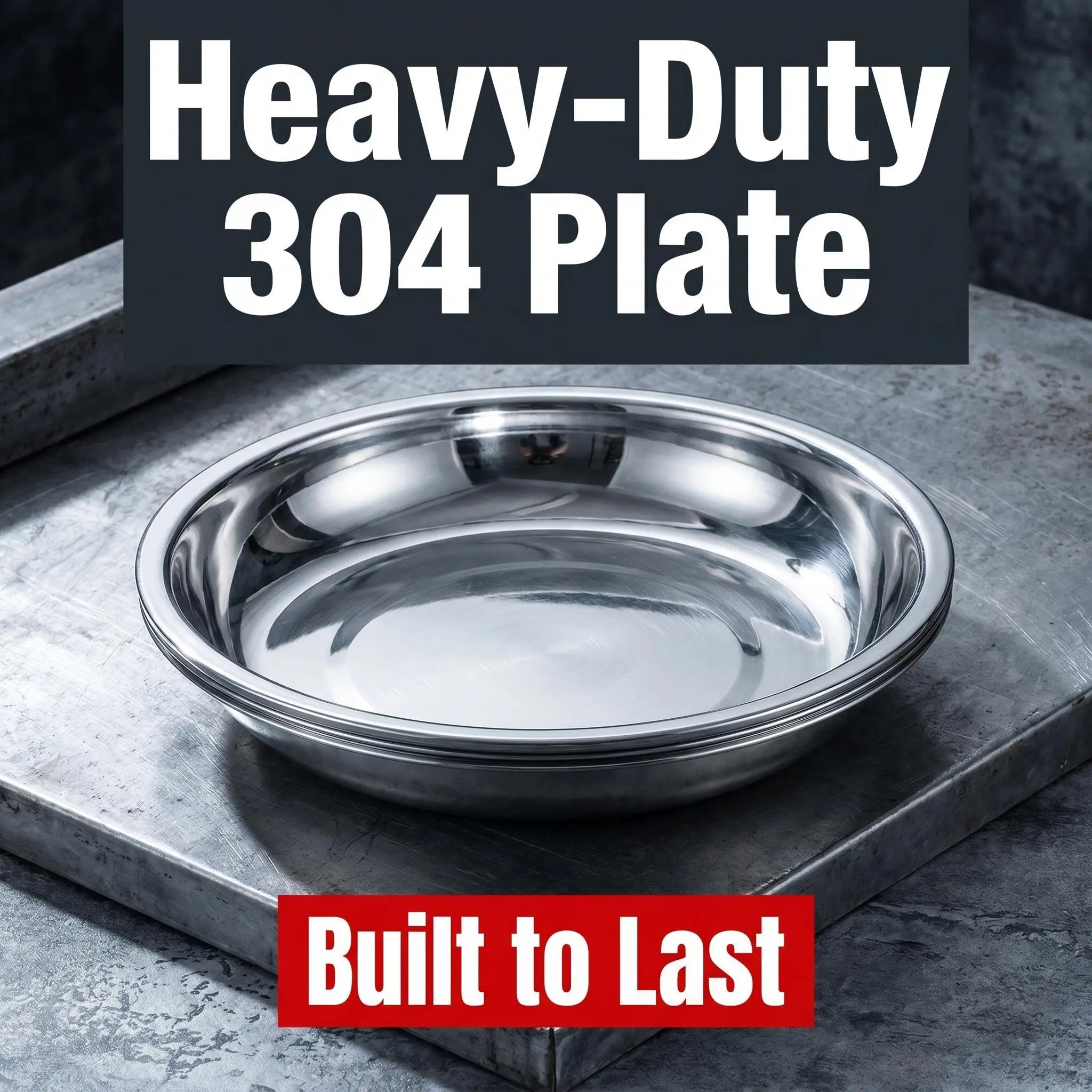 304 Stainless Steel Round Dinner Plate Set, 2pcs Non-Bone China, Durable & Elegant Design, Perfect for Daily Use & Special Occasions, Round Plates