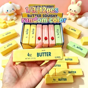 1/3/12pcs - Slow rebound dumpling gummy butter squeeze toy, pinch and play toy, sensory stress relief squid soft and elastic toy for relieving anxiety party - color random