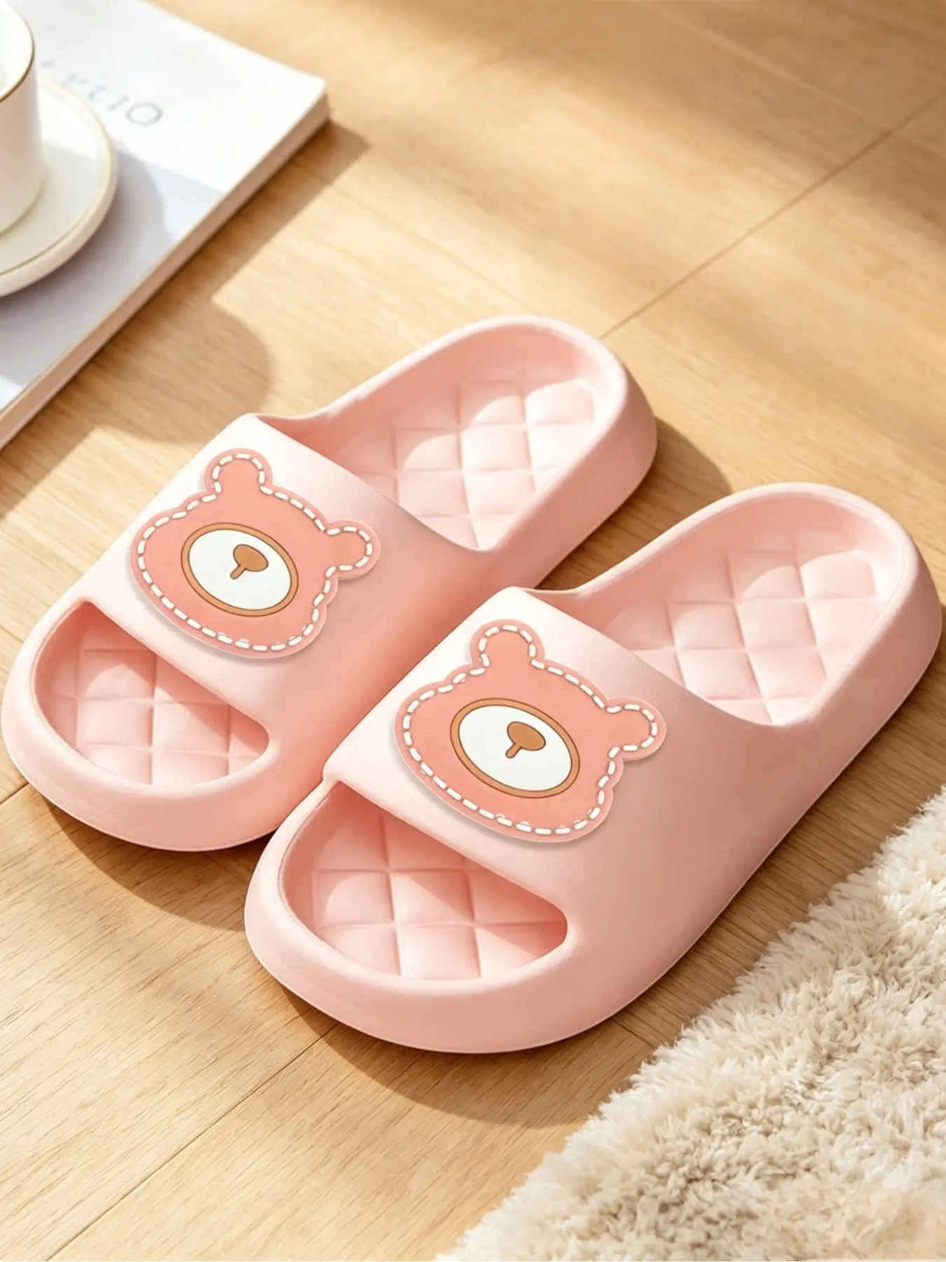 Cute Bear Cloud Slides, Thick Sole Eva Massage Cozy House Slippers, Marshmallow Soft, Runs Small, Wide Feet Size Up, Wfh Uniform Comfort