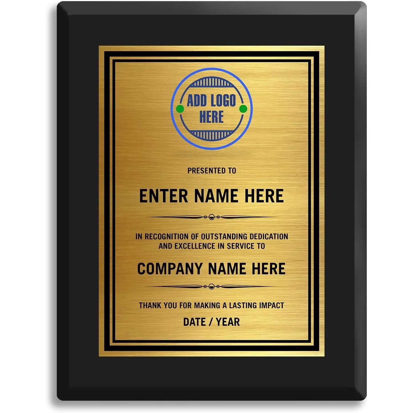 Create Your Own Custom Plaque - Upload Your Own Logo, Photo and Personal Text - Full Color Printing - Fully Personalized Award Plaque for Service, Achievement Recognition (Matte Black, 5" x 7")